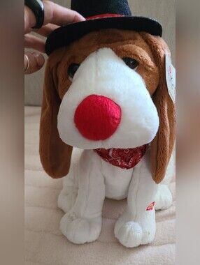 NWT Vintage Plush ANIMATED/MUSICDog Toy with Red Nose and Bandana  Puppy